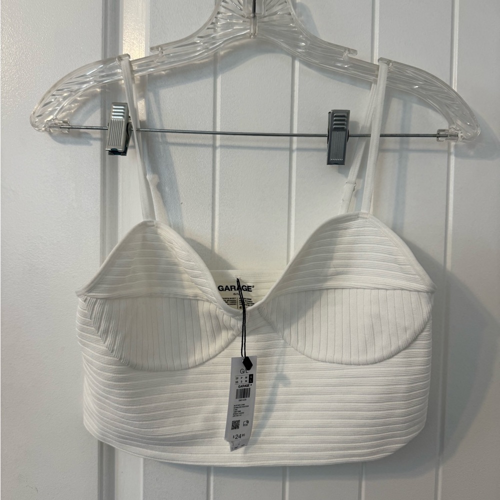 Garage White Ribbed tank top